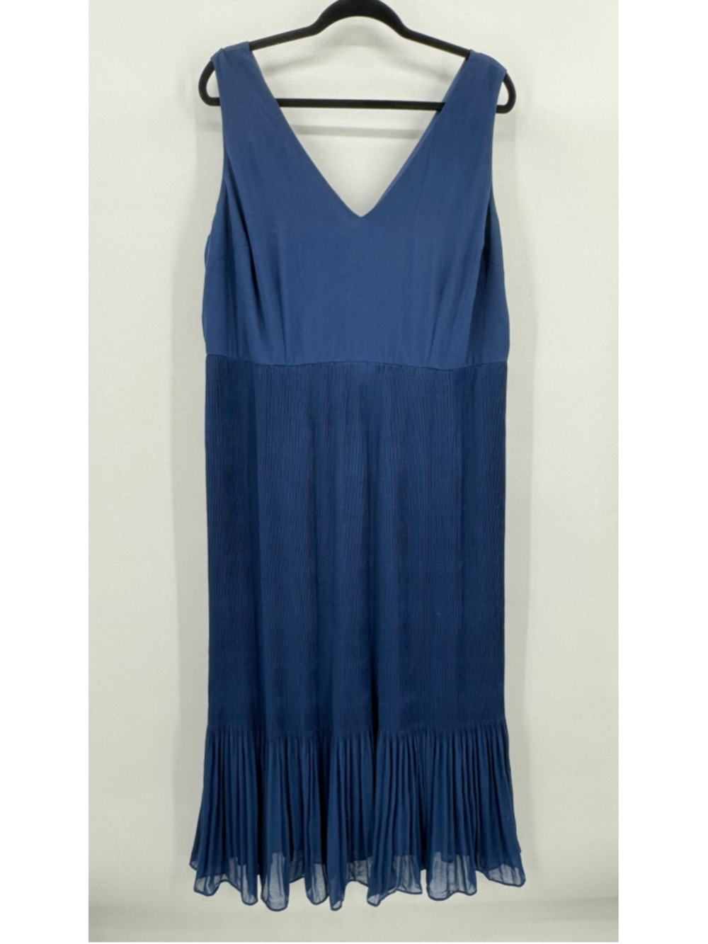 Navy Blue Plisse Pleated Sleeveless Dress Maxi Ankle Length Liza Luxe Size 2X